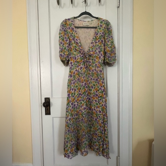 NICHOLAS | DANIELLE DRESS IN WHISTLEDOWN | FLORAL PLUNGING V-NECK | SIZE US 4 - Picture 6 of 12